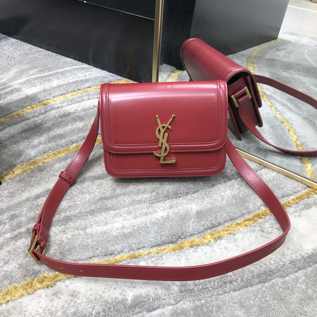 Saint Laurent Solferino Box Small Calfskin Handbag Shoulder Bag Red 634306